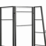 Benzara Modern Style 3 Panel Metal Screen with Hooks and Rod Hangings, Black BM205890 Black Metal BM205890