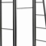 Benzara Modern Style 3 Panel Metal Screen with Hooks and Rod Hangings, Black BM205890 Black Metal BM205890