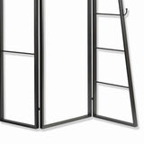 Benzara Modern Style 3 Panel Metal Screen with Hooks and Rod Hangings, Black BM205890 Black Metal BM205890