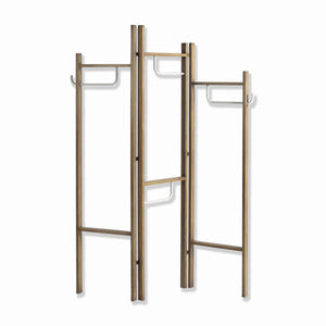 Benzara Modern Style 3 Panel Metal Screen with Hooks and Rod Hangings, Brown BM205891 Brown Metal BM205891