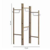 Benzara Modern Style 3 Panel Metal Screen with Hooks and Rod Hangings, Brown BM205891 Brown Metal BM205891