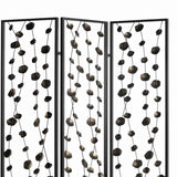 Benzara Transitional 3 Panel Metal Screen with Intricate Flower Design, Black BM205892 Black Metal BM205892