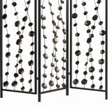 Benzara Transitional 3 Panel Metal Screen with Intricate Flower Design, Black BM205892 Black Metal BM205892