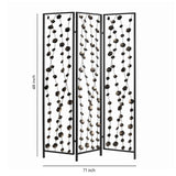 Benzara Transitional 3 Panel Metal Screen with Intricate Flower Design, Black BM205892 Black Metal BM205892