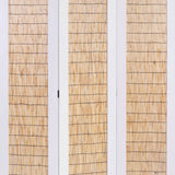 Benzara Transitional 3 Panel Wooden Screen with Wicker Paneling, White and Brown BM205897 White and Brown Wood BM205897