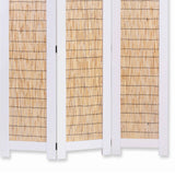 Benzara Transitional 3 Panel Wooden Screen with Wicker Paneling, White and Brown BM205897 White and Brown Wood BM205897