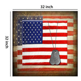 Benzara Canvas American Flag with Necklace Wall Print, Small, Multicolor BM205901 Multicolor Wood, Fabric BM205901