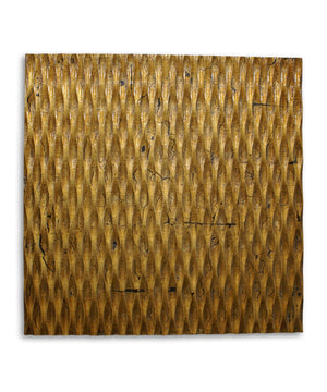 Benzara Modern Style Wooden Wall Decor with Patterned Carving, Small, Gold BM205904 Gold Wood BM205904