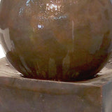 Benzara Miniature Ball Top Fountain with Square Base Planter, Brown BM205911 Brown Sandstone, LED BM205911