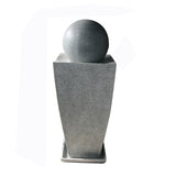 Tall Ball Top Fountain with Tall Square Vase Base Planter, Gray