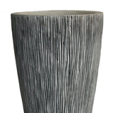 Benzara Hand Made Conical Ribbed Flower Vase Sandstone Planter, White BM205917 White Sandstone BM205917