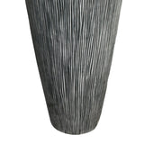 Benzara Hand Made Conical Ribbed Flower Vase Sandstone Planter, White BM205917 White Sandstone BM205917