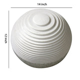 Benzara Contemporary Sandstone Polished Ball with Step Carved Lines, White BM205919 White Sandstone BM205919