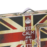 Benzara Suitcase with Union Jack Print Canvas Upholstery, Multicolor, Set of 2 BM205924 Multicolor Wood, Fabric, Faux-Leather, Metal BM205924