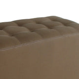 Benzara Classic Canvas Upholstered Bench with Button Tufting, Brown BM205926 Brown Wood, Fabric BM205926