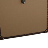 Benzara Fabric Upholstered Square Trunk with Nailhead Details, Brown, Set of 2 BM205929 Brown Wood, Fabric, Metal and Faux Leather BM205929