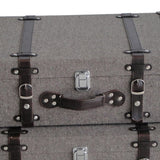 Benzara Textured Fabric Upholstered Suitcase with Nailhead Details, Gray, Set of 2 BM205934 Gray Wood, Fabric, Metal and Faux Leather BM205934