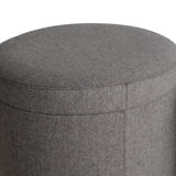 Benzara Round Storage Ottoman with Textured Fabric Upholstery, Gray BM205936 Gray Wood, Fabric BM205936