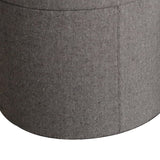 Benzara Round Storage Ottoman with Textured Fabric Upholstery, Gray BM205936 Gray Wood, Fabric BM205936