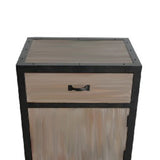 Benzara Transitional Wooden End Table with Metal Framing, Black & Brown BM205937 Black & Brown Wood, Metal BM205937