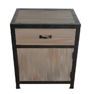 Benzara Transitional Wooden End Table with Metal Framing, Black & Brown BM205937 Black & Brown Wood, Metal BM205937