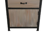 Benzara Transitional Wooden End Table with Metal Framing, Black & Brown BM205937 Black & Brown Wood, Metal BM205937