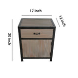 Benzara Transitional Wooden End Table with Metal Framing, Black & Brown BM205937 Black & Brown Wood, Metal BM205937