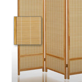 Benzara Wooden Frame 3 panel Foldable Screen with Bamboo Straw Details, Brown BM205939 Brown Bamboo and Pine Wood BM205939