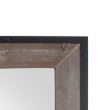 Benzara Transitional Mirror with Wooden Framing and Metal Outline, Black & Brown BM205943 Black & Brown Wood, Metal, Mirror BM205943