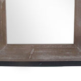 Benzara Transitional Mirror with Wooden Framing and Metal Outline, Black & Brown BM205943 Black & Brown Wood, Metal, Mirror BM205943