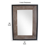 Benzara Transitional Mirror with Wooden Framing and Metal Outline, Black & Brown BM205943 Black & Brown Wood, Metal, Mirror BM205943