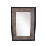 Benzara Transitional Mirror with Wooden Framing and Metal Outline, Black & Brown BM205943 Black & Brown Wood, Metal, Mirror BM205943