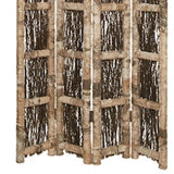 Benzara Wooden Foldable Screen with Twig Design 4 Ladder Style Panels, Brown BM205946 Brown Birch Bark Wood BM205946