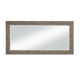 Benzara Stylish Rectangular Polystyrene Framed Leaner Mirror, Distressed Iron BM205947 Gray Polystyrene and Glass BM205947