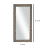 Benzara Stylish Rectangular Polystyrene Framed Leaner Mirror, Distressed Iron BM205947 Gray Polystyrene and Glass BM205947