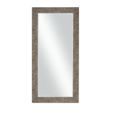 Benzara Stylish Rectangular Polystyrene Framed Leaner Mirror, Distressed Iron BM205947 Gray Polystyrene and Glass BM205947