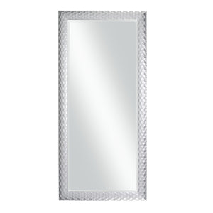 Benzara Stylish Rectangular Polystyrene Framed Leaner Mirror, Metallic Silver BM205953 Silver Polystyrene and Glass BM205953