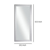 Benzara Stylish Rectangular Polystyrene Framed Leaner Mirror, Metallic Silver BM205953 Silver Polystyrene and Glass BM205953