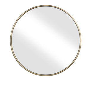 Benzara Contemporary Style Round Metal Framed Wall Mirror, Large, Gold and Silver BM205956 Gold Metal and Glass BM205956