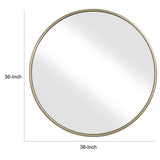 Benzara Contemporary Style Round Metal Framed Wall Mirror, Large, Gold and Silver BM205956 Gold Metal and Glass BM205956