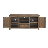 Benzara Coastal Style Wooden TV Stand with 2 Cabinets and 1 Drawer, Brown BM205961 Brown Solid Wood, Metal and MDF BM205961