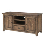 Benzara Coastal Style Wooden TV Stand with 2 Cabinets and 1 Drawer, Brown BM205961 Brown Solid Wood, Metal and MDF BM205961