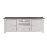 Benzara Coastal Wooden TV Stand with 2 Cabinets and 1 Drawer, White and Gray BM205962 White and Gray Solid Wood, Metal and MDF BM205962