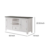 Benzara Coastal Wooden TV Stand with 2 Cabinets and 1 Drawer, White and Gray BM205962 White and Gray Solid Wood, Metal and MDF BM205962