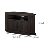 Benzara Rustic Wooden Corner TV Stand with 2 Door Cabinet, Espresso Brown BM205964 Espresso Brown Solid Wood, Metal and MDF BM205964