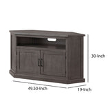 Benzara Rustic Style Wooden Corner TV Stand with 2 Door Cabinet, Gray BM205965 Gray Solid Wood, Metal and MDF BM205965