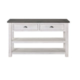 Benzara Coastal Rectangular Wooden Console Table with 2 Drawers, White and Gray BM205981 White Solid Wood and Metal BM205981