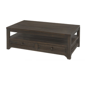 Benzara Rectangular Wooden Lift Top Coffee Table with 2 Drawers, Brown BM205982 Dark Mocha Solid Wood and Metal BM205982