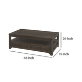 Benzara Rectangular Wooden Lift Top Coffee Table with 2 Drawers, Brown BM205982 Dark Mocha Solid Wood and Metal BM205982