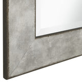 Benzara Stylish Rectangular Polystyrene Framed Leaner Mirror, Rusted Metal BM205985 Gray Polystyrene and Glass BM205985